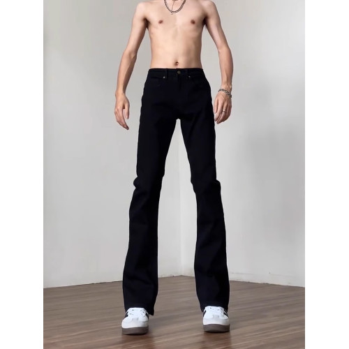 cleanfit彎刀牛仔褲黑色高腰微喇褲男生美式vibe風高街修身直筒褲 cleanfit彎刀牛仔褲黑色高腰微喇褲男生美式vibe風高街修身直筒褲