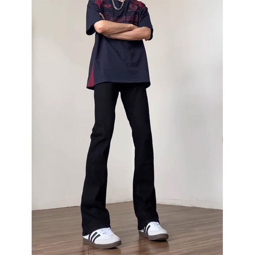 cleanfit彎刀牛仔褲黑色高腰微喇褲男生美式vibe風高街修身直筒褲 cleanfit彎刀牛仔褲黑色高腰微喇褲男生美式vibe風高街修身直筒褲