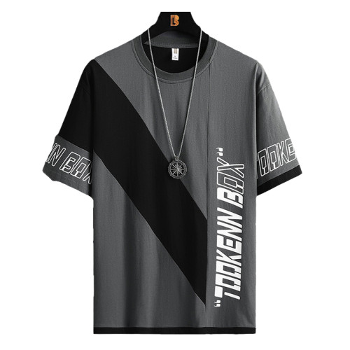 夏季胖子短袖t恤男大碼青少年加肥加大寬松圓領純棉男款潮流半袖