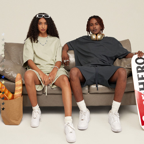 美式街頭425G重磅FOG運動短褲男女款侃爺高街寬松純色短袖T恤套裝 美式街頭425G重磅FOG運動短褲男女款侃爺高街寬松純色短袖T恤套裝