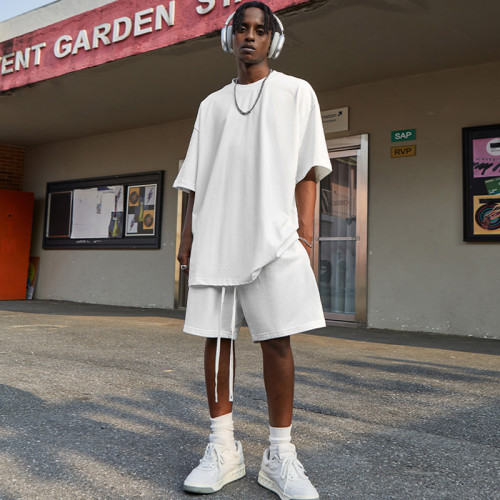 美式街頭425G重磅FOG運動短褲男女款侃爺高街寬松純色短袖T恤套裝 美式街頭425G重磅FOG運動短褲男女款侃爺高街寬松純色短袖T恤套裝