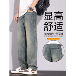 復古牛仔褲男士直筒寬松水洗秋冬做舊潮牌美式休閒長褲子2025新款