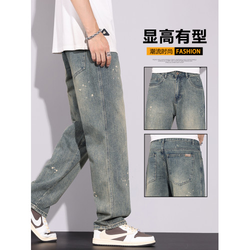 復古牛仔褲男士直筒寬松水洗秋冬做舊潮牌美式休閒長褲子2025新款 復古牛仔褲男士直筒寬松水洗秋冬做舊潮牌美式休閒長褲子2025新款