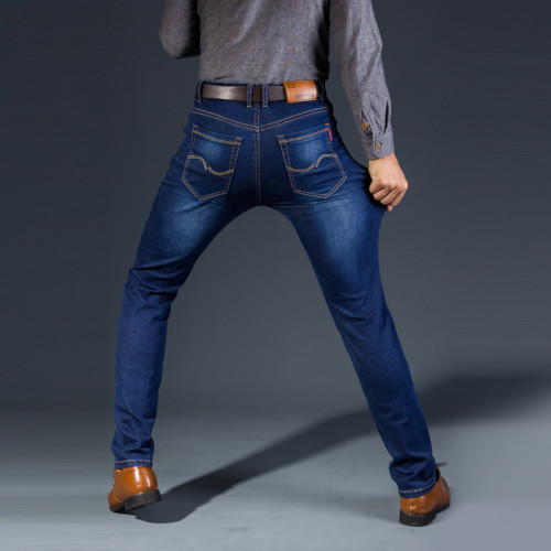 JEANS彈力牛仔褲男青年春秋季厚款修身直筒加大碼彈性長褲子春秋 JEANS彈力牛仔褲男青年春秋季厚款修身直筒加大碼彈性長褲子春秋