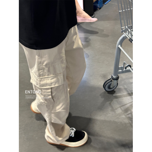 Entong美式百搭工裝褲設計感大口袋寬松直筒高街男春秋季休閒長褲 Entong美式百搭工裝褲設計感大口袋寬松直筒高街男春秋季休閒長褲