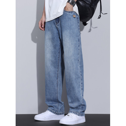 Kuvine秋冬季寬松濶腿水洗牛仔褲男款加絨加厚美式復古高街直筒褲 Kuvine秋冬季寬松濶腿水洗牛仔褲男款加絨加厚美式復古高街直筒褲