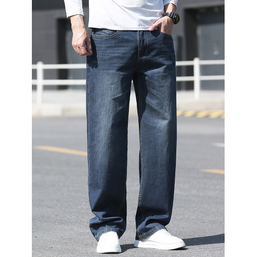 秋冬純棉厚料超大直筒牛仔褲男特寬松薄款加肥大碼胖子休閒水桶褲 秋冬純棉厚料超大直筒牛仔褲男特寬松薄款加肥大碼胖子休閒水桶褲