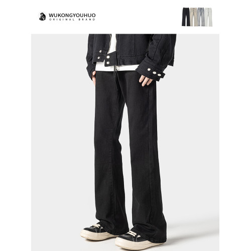 悟空有貨復古潮牌美式做舊水洗牛仔褲男街頭寬松潮流百搭濶腿長褲 悟空有貨復古潮牌美式做舊水洗牛仔褲男街頭寬松潮流百搭濶腿長褲