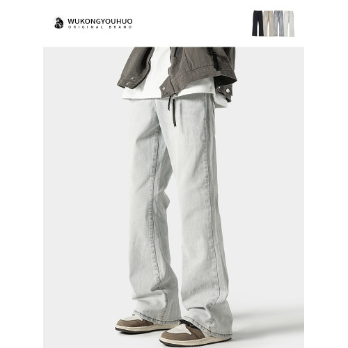 悟空有貨復古潮牌美式做舊水洗牛仔褲男街頭寬松潮流百搭濶腿長褲 悟空有貨復古潮牌美式做舊水洗牛仔褲男街頭寬松潮流百搭濶腿長褲