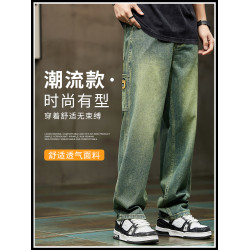 秋冬濶腿牛仔褲男士2025新款美式復古寬松潮牌休閒直筒長褲子冬季