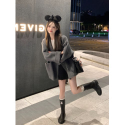 反季特價灰色西裝呢子大衣女秋冬2025年新款毛呢外套高級感小個子