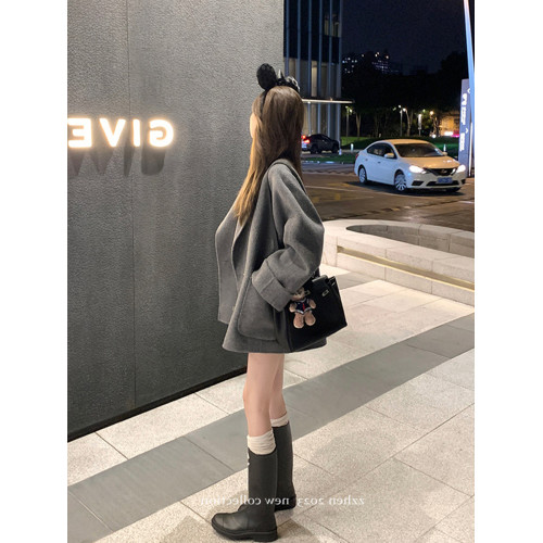 反季特價灰色西裝呢子大衣女秋冬2025年新款毛呢外套高級感小個子 反季特價灰色西裝呢子大衣女秋冬2025年新款毛呢外套高級感小個子