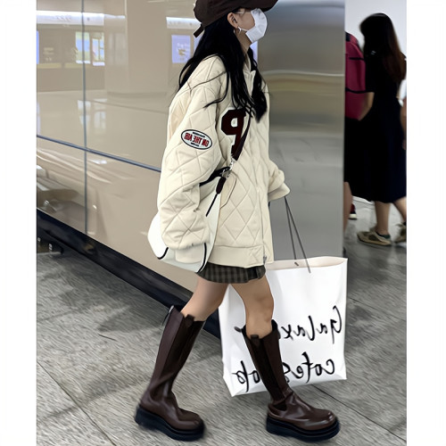 菱格棉服棒球服女冬季新款加厚棉衣寬松設計感小衆棉襖夾棉外套潮