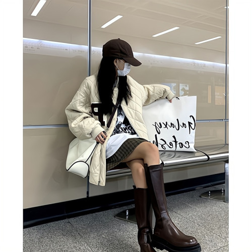 菱格棉服棒球服女冬季新款加厚棉衣寬松設計感小衆棉襖夾棉外套潮