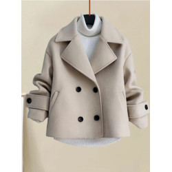 秋冬新款韓版毛呢外套短款遮肉小香風小個子法式西裝領港風外套女