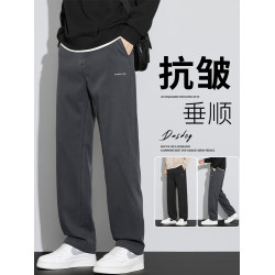 男士休閒褲2025秋冬新款直筒寬松商務西褲牛仔垂順加絨長褲子男款