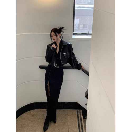 復古機車風皮衣女2025秋季新款設計感超好看美式pu夾克短款小外套 復古機車風皮衣女2025秋季新款設計感超好看美式pu夾克短款小外套