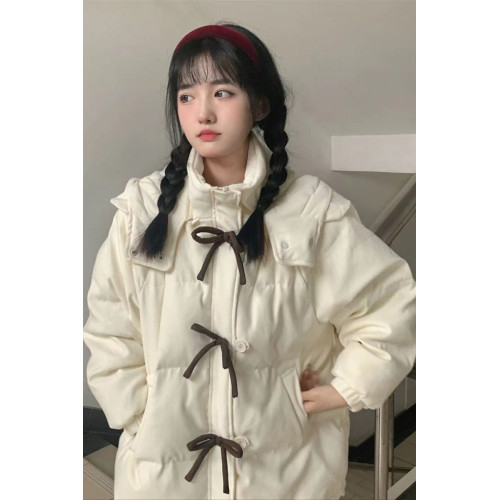 日系可愛蝴蝶結羽絨棉服女冬季學院風寬松加厚奶fufu軟妹棉襖外套 日系可愛蝴蝶結羽絨棉服女冬季學院風寬松加厚奶fufu軟妹棉襖外套