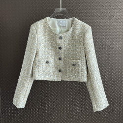 2025秋季新品小香風亮片粗花呢混紡編織外套女氣質短款小個子上衣