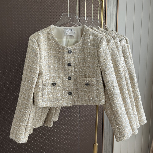 2025秋季新品小香風亮片粗花呢混紡編織外套女氣質短款小個子上衣 2025秋季新品小香風亮片粗花呢混紡編織外套女氣質短款小個子上衣