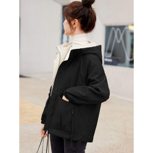 日韓尾貨品牌剪標女裝短款棉衣冬季加絨加厚寬松派克棉服外套 日韓尾貨品牌剪標女裝短款棉衣冬季加絨加厚寬松派克棉服外套