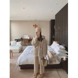 韓系羊羔絨大毛衣外套開衫女秋冬加厚小香風軟糯慵懶寬松上衣外搭