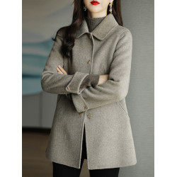 2025冬季新款外套上衣女小個子休閒顯瘦百搭高級感毛呢大衣外套女