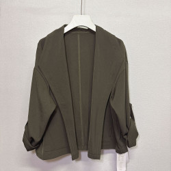 港風短外套小衆設計感帥氣復古大翻領無釦短款風衣休閒薄外套女