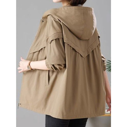 有裡布!休閒大碼寬松中長款外套女2025春秋新款韓版連帽風衣夾克 有裡布!休閒大碼寬松中長款外套女2025春秋新款韓版連帽風衣夾克