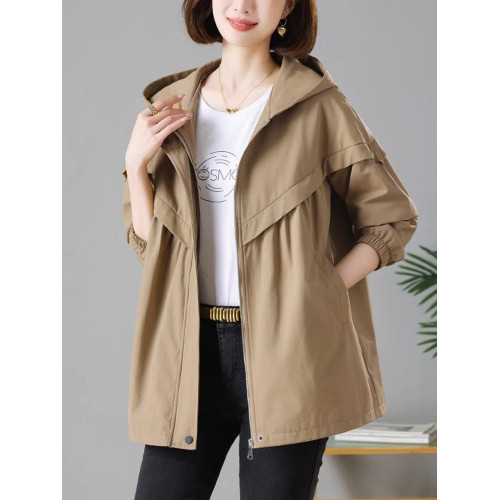 有裡布!休閒大碼寬松中長款外套女2025春秋新款韓版連帽風衣夾克 有裡布!休閒大碼寬松中長款外套女2025春秋新款韓版連帽風衣夾克