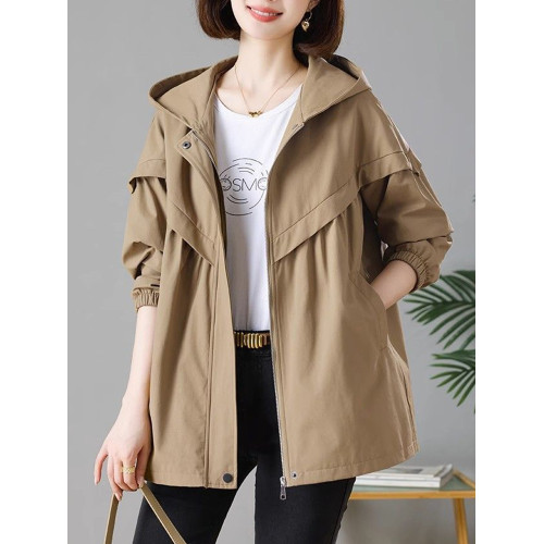 有裡布!休閒大碼寬松中長款外套女2025春秋新款韓版連帽風衣夾克 有裡布!休閒大碼寬松中長款外套女2025春秋新款韓版連帽風衣夾克