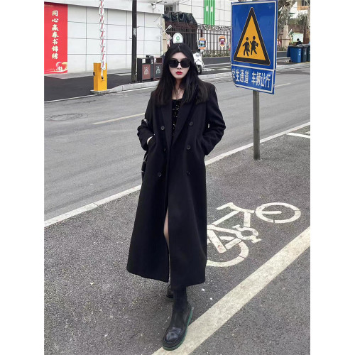 今年流行毛呢外套女秋冬新款高級感韓系中長款氣質西裝領呢子大衣