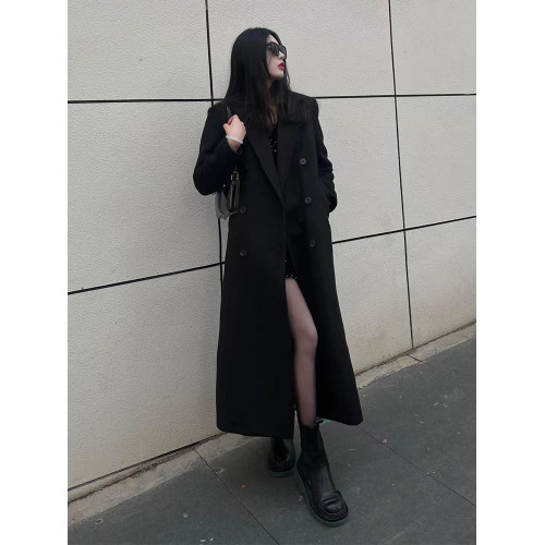 今年流行毛呢外套女秋冬新款高級感韓系中長款氣質西裝領呢子大衣