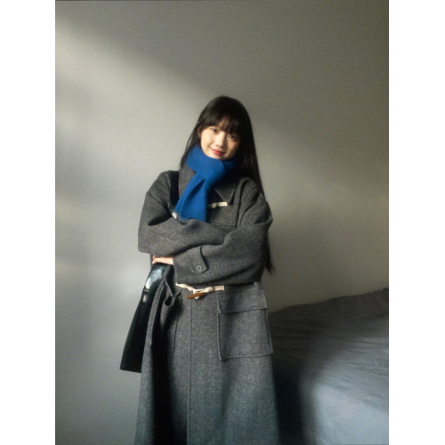 牛角釦羊絨大衣女2025秋冬新款灰色小個子毛呢外套加厚羽絨服內膽