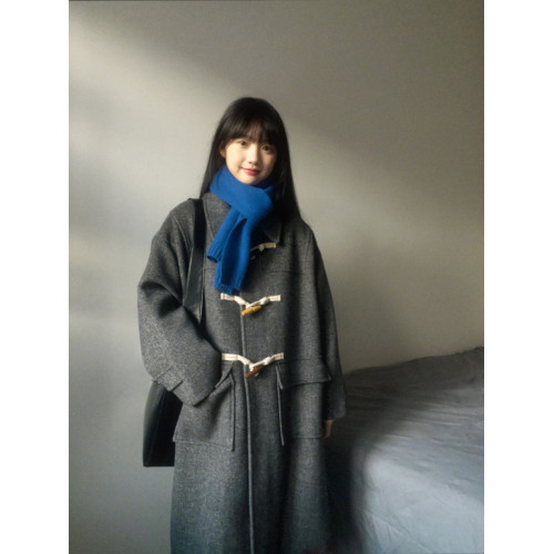 牛角釦羊絨大衣女2025秋冬新款灰色小個子毛呢外套加厚羽絨服內膽
