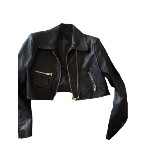 設計感黑色復古皮衣外套女2023春秋季小個子港風短款pu皮夾克上衣 設計感黑色復古皮衣外套女2023春秋季小個子港風短款pu皮夾克上衣