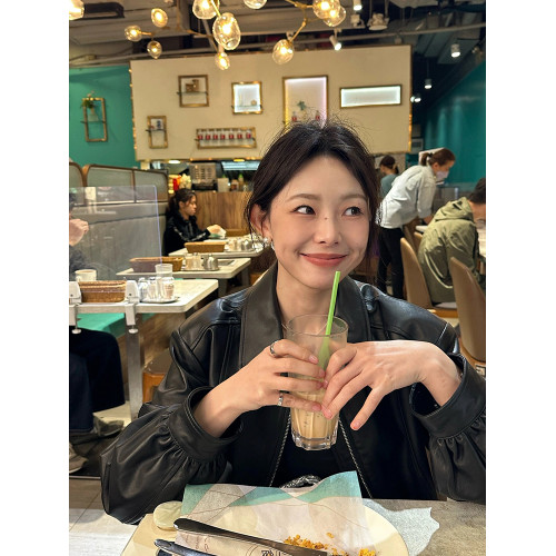 2025春秋新款黑色夾克短款拉鍊美式復古港風小個子爆款皮衣外套女 2025春秋新款黑色夾克短款拉鍊美式復古港風小個子爆款皮衣外套女