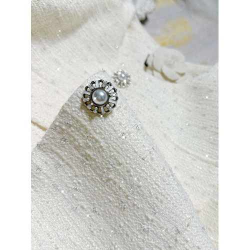 FFmiss◆小香風單排釦羊毛呢氣質短款外套女白色粗花呢小個子開衫 FFmiss◆小香風單排釦羊毛呢氣質短款外套女白色粗花呢小個子開衫