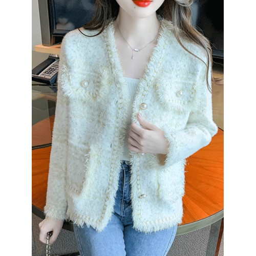 韓版小香風毛呢外套女春秋2025秋季新款法式流蘇v領女士開衫上衣 韓版小香風毛呢外套女春秋2025秋季新款法式流蘇v領女士開衫上衣