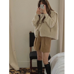 羊羔毛馬甲女秋冬韓系慵懶風皮毛一體背心外搭軟糯毛毛馬夾外套潮