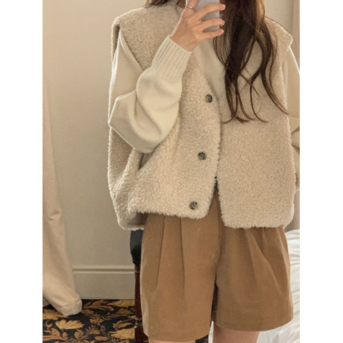 羊羔毛馬甲女秋冬韓系慵懶風皮毛一體背心外搭軟糯毛毛馬夾外套潮 羊羔毛馬甲女秋冬韓系慵懶風皮毛一體背心外搭軟糯毛毛馬夾外套潮