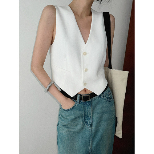 老錢風氣質西裝馬甲短外套女夏2025年新款醋酸肌理感薄款坎肩馬夾 老錢風氣質西裝馬甲短外套女夏2025年新款醋酸肌理感薄款坎肩馬夾