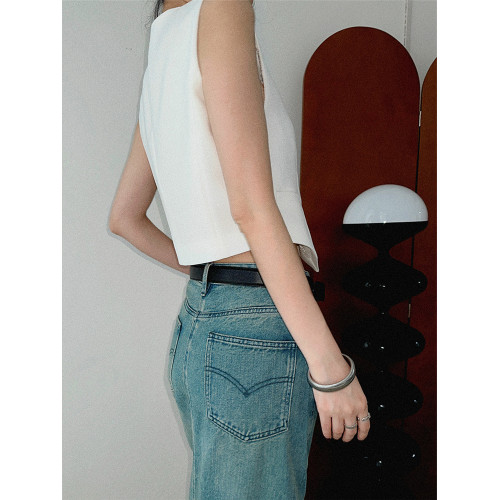 老錢風氣質西裝馬甲短外套女夏2025年新款醋酸肌理感薄款坎肩馬夾 老錢風氣質西裝馬甲短外套女夏2025年新款醋酸肌理感薄款坎肩馬夾