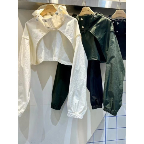 純色長袖短款立領連帽遮陽防曬外套女2023夏季新款外搭小開衫上衣 純色長袖短款立領連帽遮陽防曬外套女2023夏季新款外搭小開衫上衣