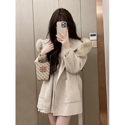 冬季小個子毛呢外套女2025年新款氣質韓版寬松加厚大毛領呢子大衣