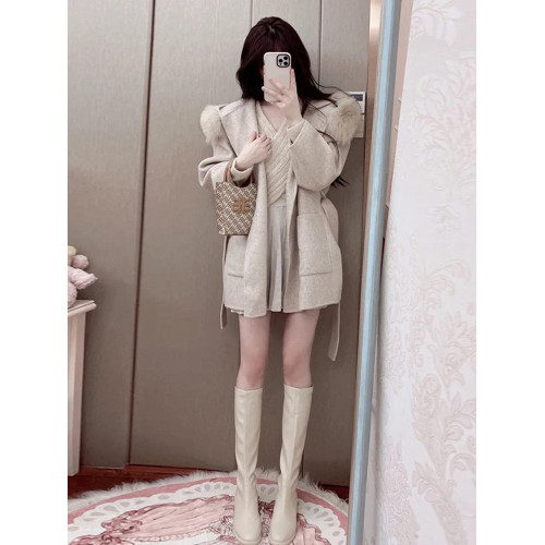 冬季小個子毛呢外套女2025年新款氣質韓版寬松加厚大毛領呢子大衣