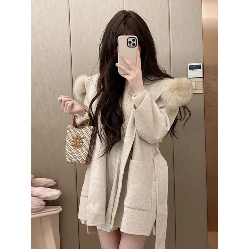 冬季小個子毛呢外套女2025年新款氣質韓版寬松加厚大毛領呢子大衣