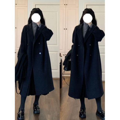 毛呢外套女2025年秋冬韓版加厚雙排釦小個子灰色呢子大衣女中長款 毛呢外套女2025年秋冬韓版加厚雙排釦小個子灰色呢子大衣女中長款