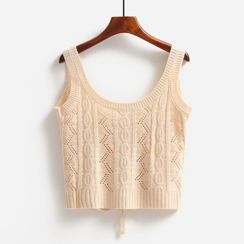 系帶馬甲背心女春秋甜美外搭減齡短款收腰百搭麻花無袖針織衫上衣 系帶馬甲背心女春秋甜美外搭減齡短款收腰百搭麻花無袖針織衫上衣