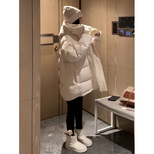 冬季新款連帽長袖百搭羽絨棉服外套女加厚保暖寬松顯瘦純色棉衣 冬季新款連帽長袖百搭羽絨棉服外套女加厚保暖寬松顯瘦純色棉衣
